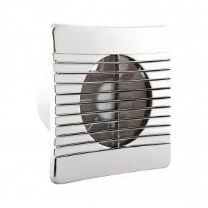 404119 - 100mm Slim Axial Fan with Chrome Grille Timer and Backdraught Shutter